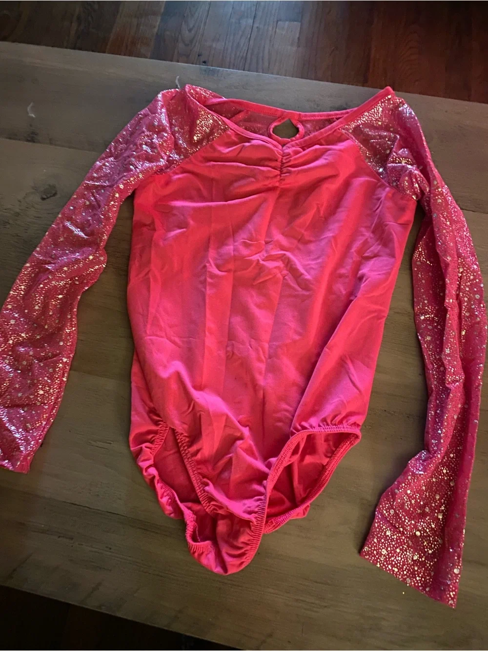 Girls Pink Sparkle Long-Sleeve Leotard Costume size 7/8